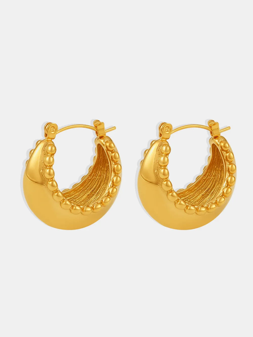 18K gold-plated stainless steel asymmetrical earrings with sculptural drop design and 1.4 inch length

