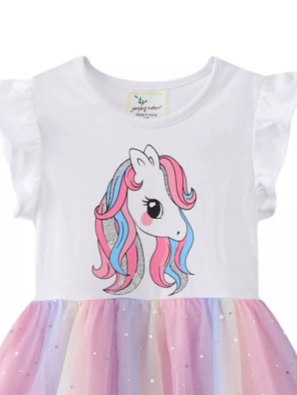 women's children's unicorn print rainbow tulle dress - second view