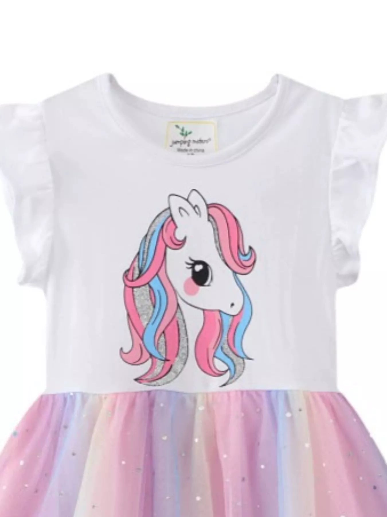 women's children's unicorn print rainbow tulle dress - second view