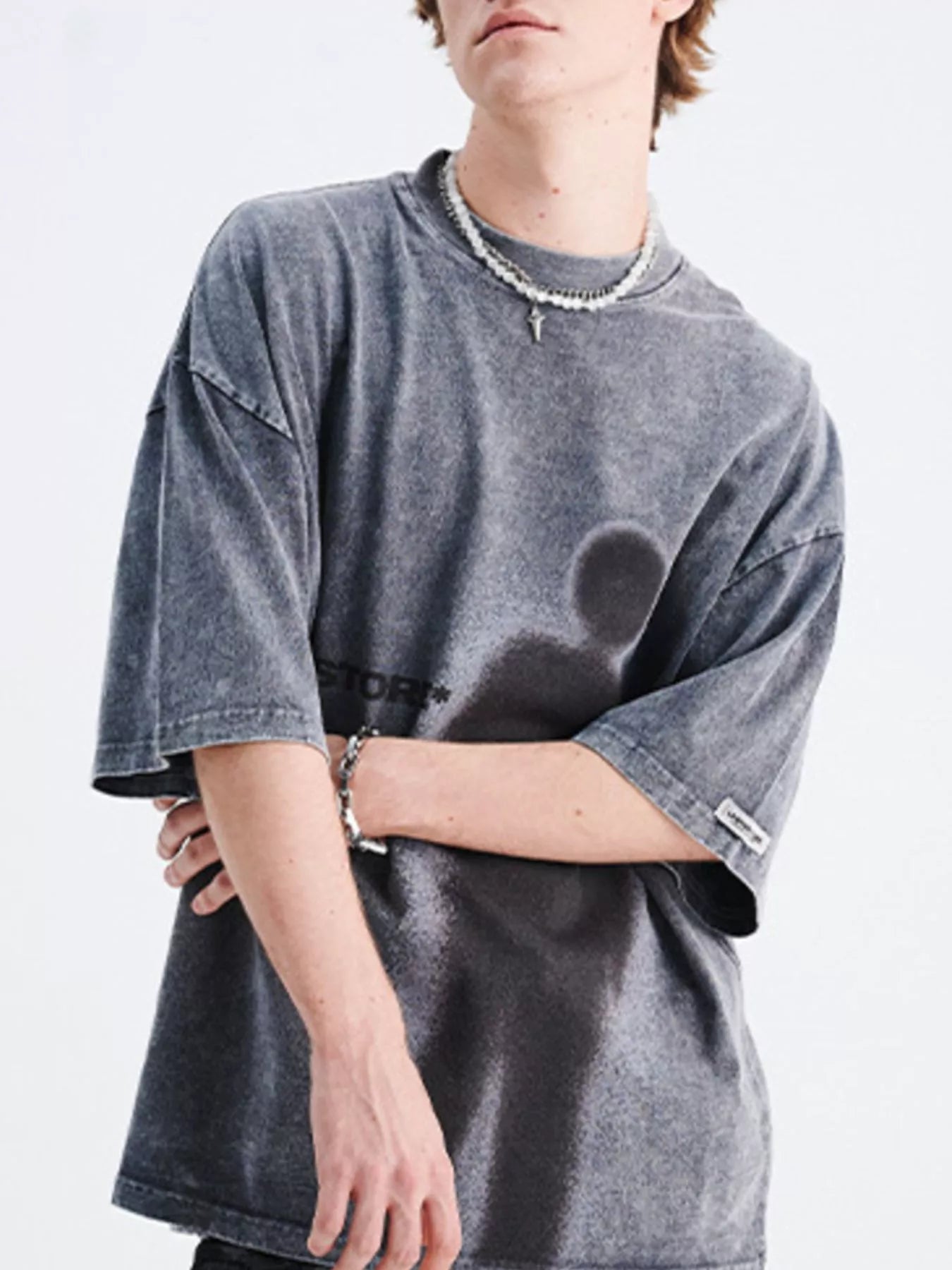 men's men's vintage washed graphic round neck t-shirt - product detail