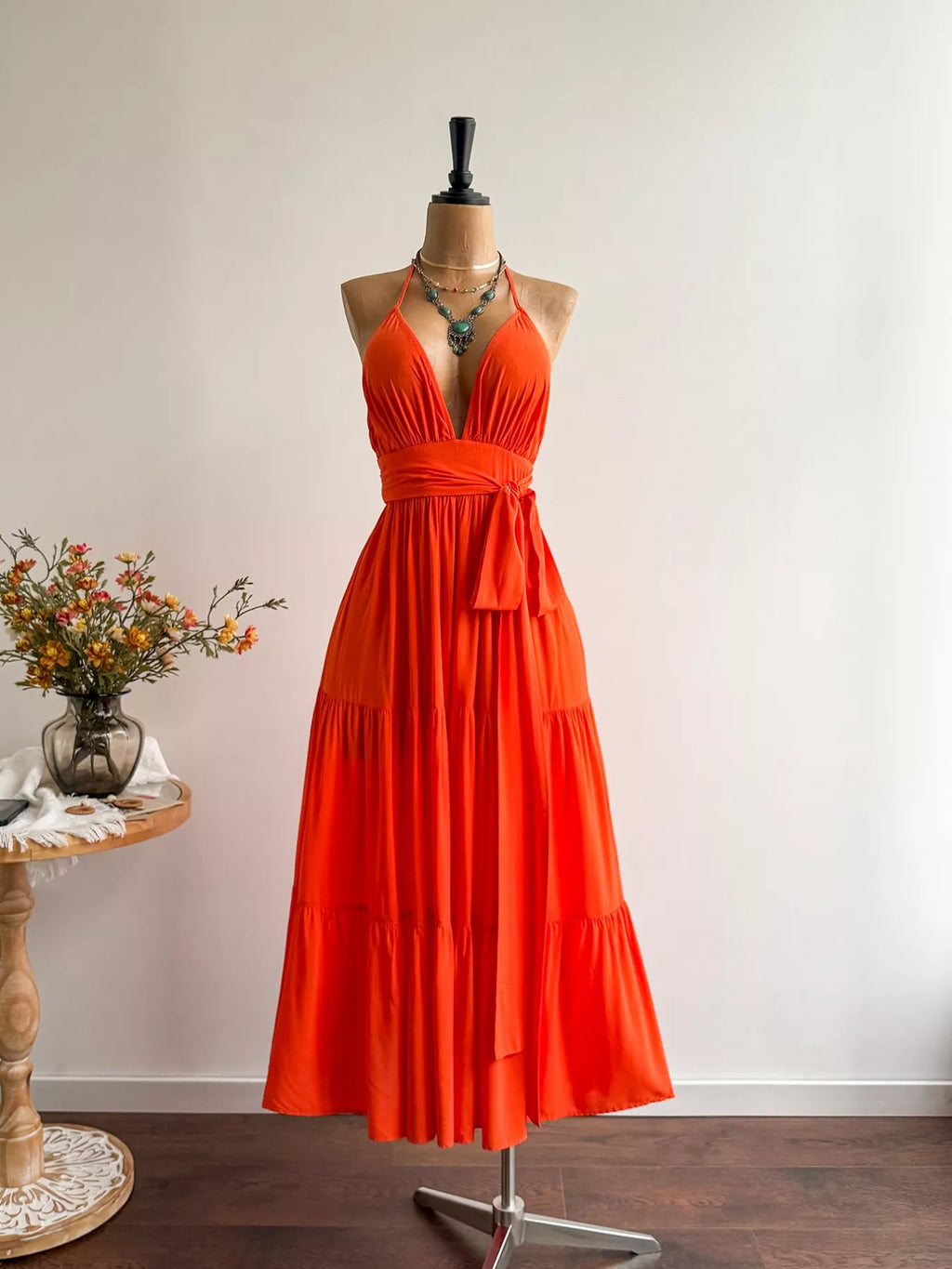 women's halter neck tiered dress - extra view
