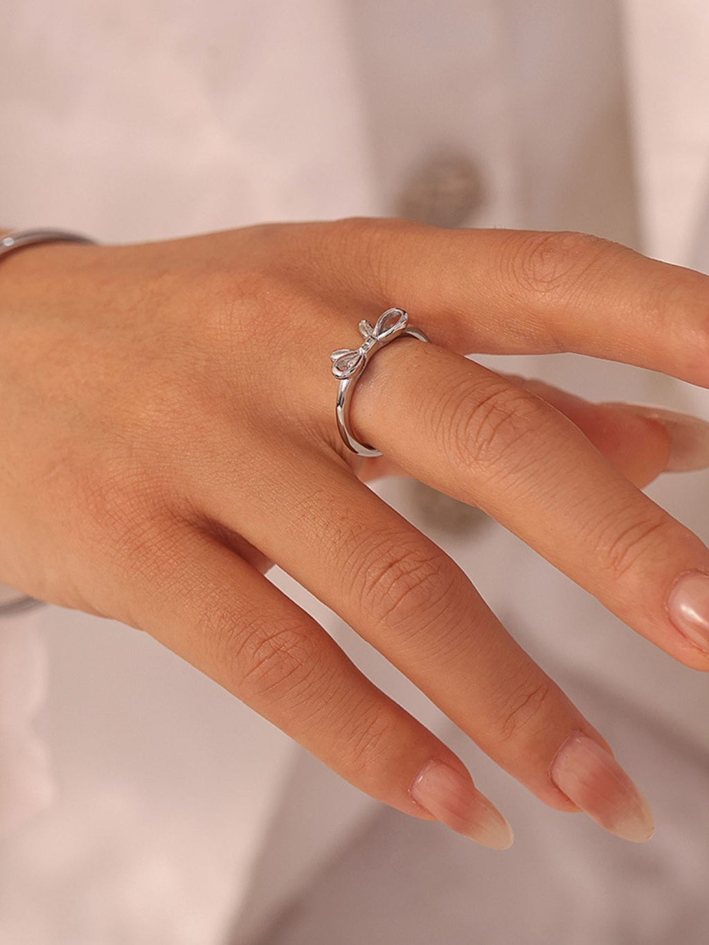 Stainless Steel Bow Ring Silver