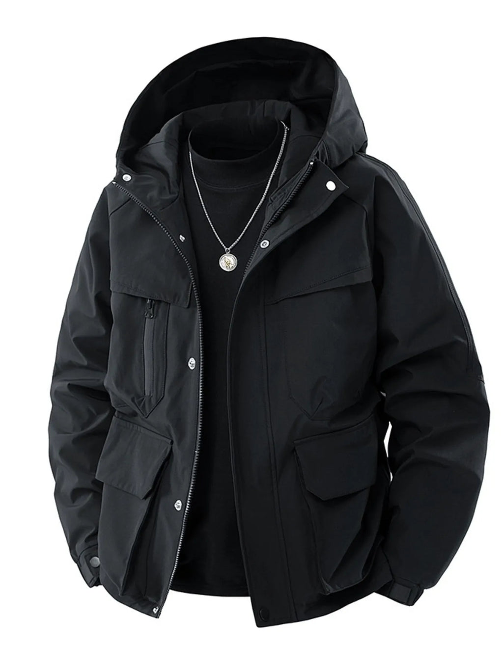 men’s military-inspired winter parka with chest pockets