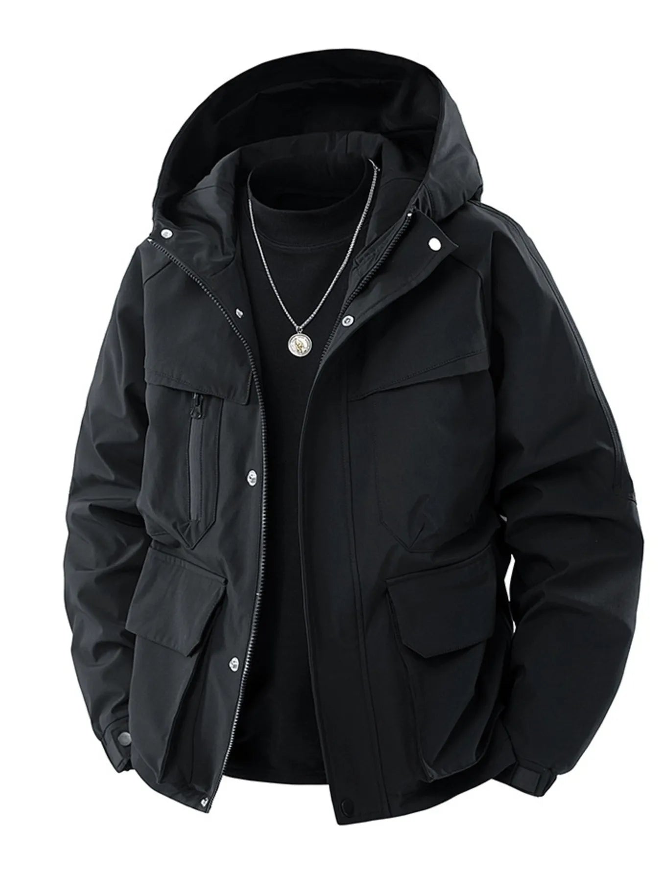 men’s military-inspired winter parka with chest pockets