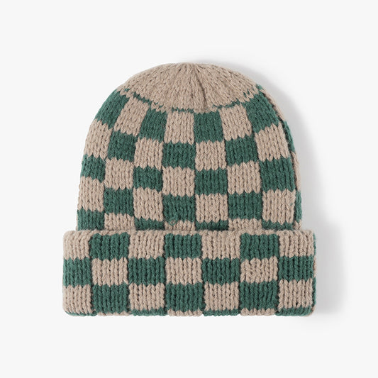 Thermal Checkered Hat Dark Green One Size