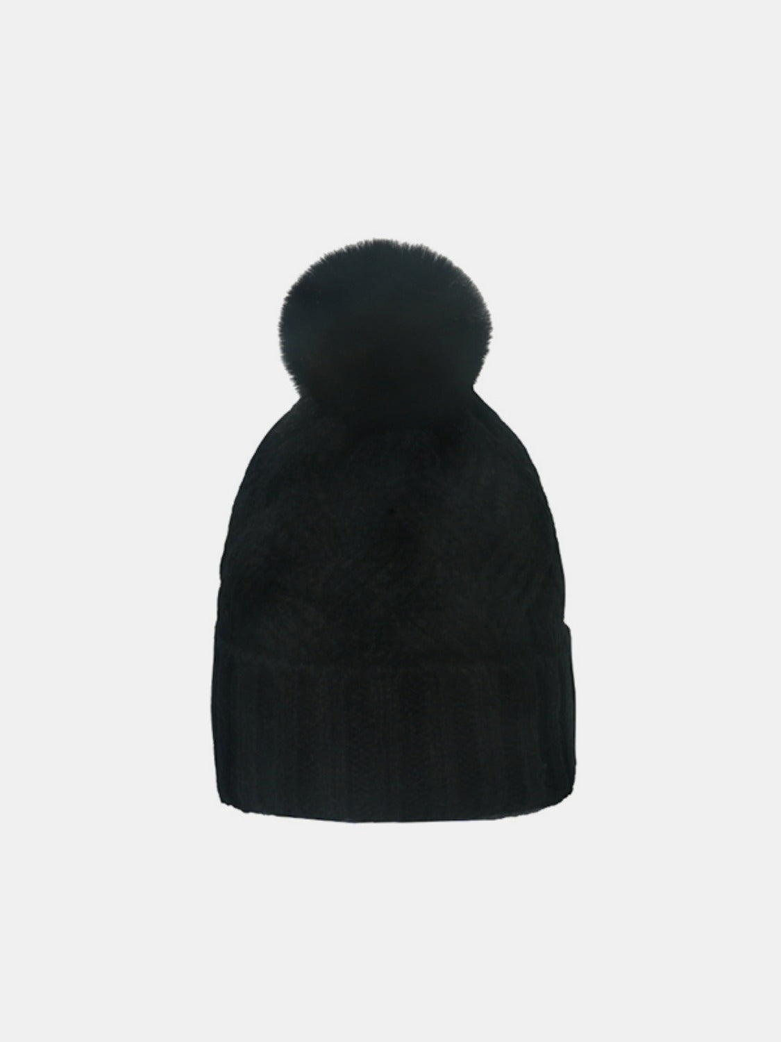 Roll Rim Cable-Knit Hat Black One Size