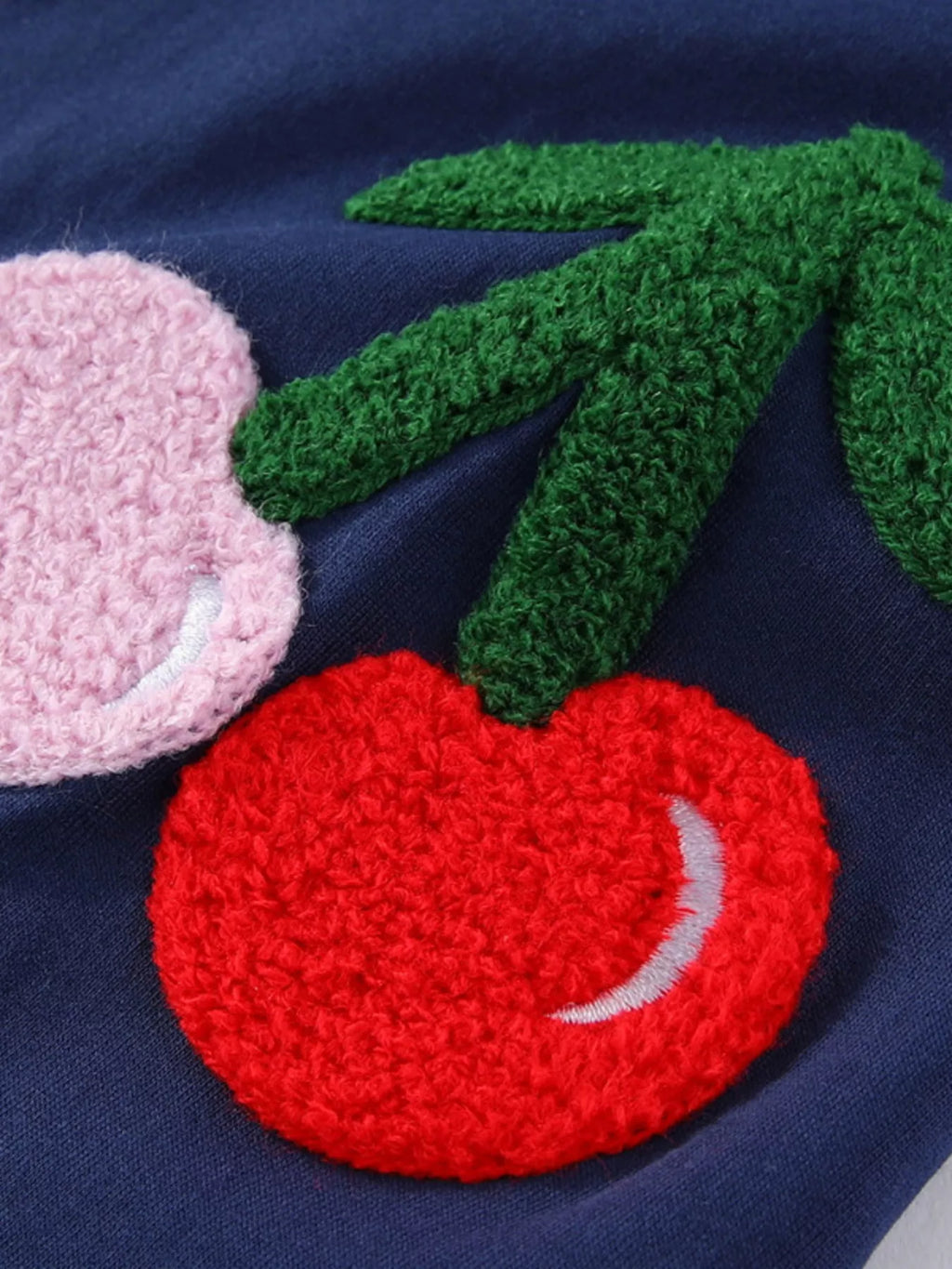 women's children's cherry applique short sleeve dress - product detail