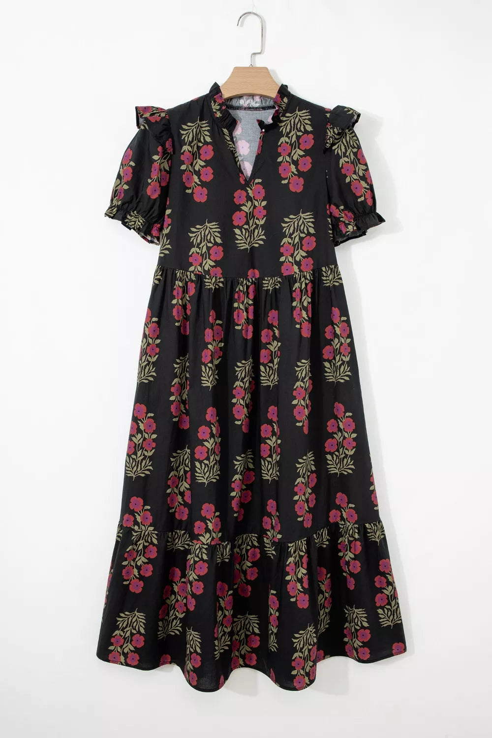 women's floral print tiered maxi dress - product detail