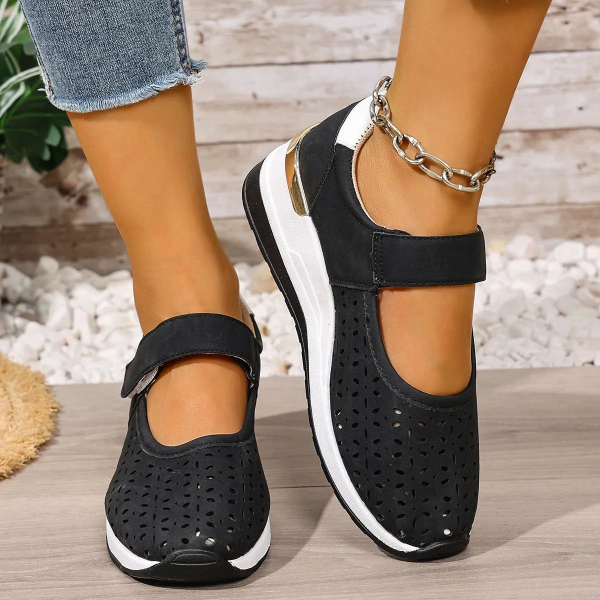 women's breathable wedge sandals - alternate angle