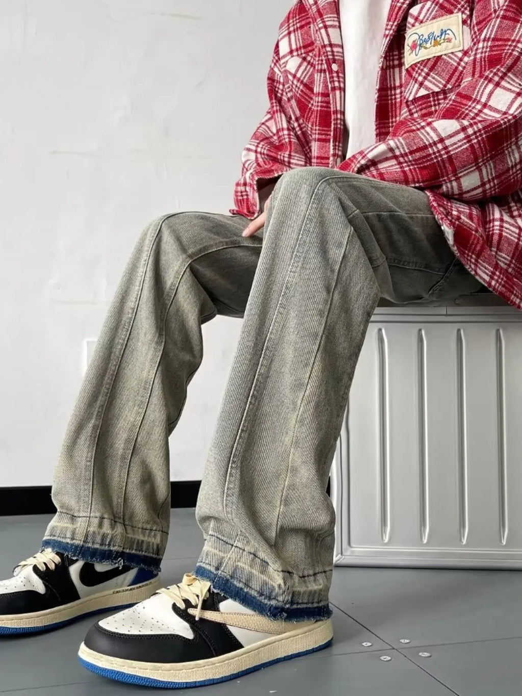 men's men's full size vintage wash wide leg jeans plus size - product detail