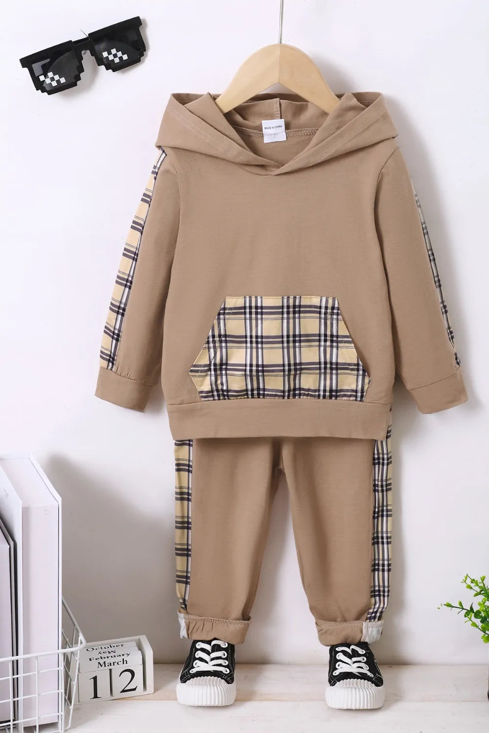 children's plaid hoodie and pants set — stylish apparel & accessories > clothing > baby & toddler clothing > baby & toddler outfits for kids
