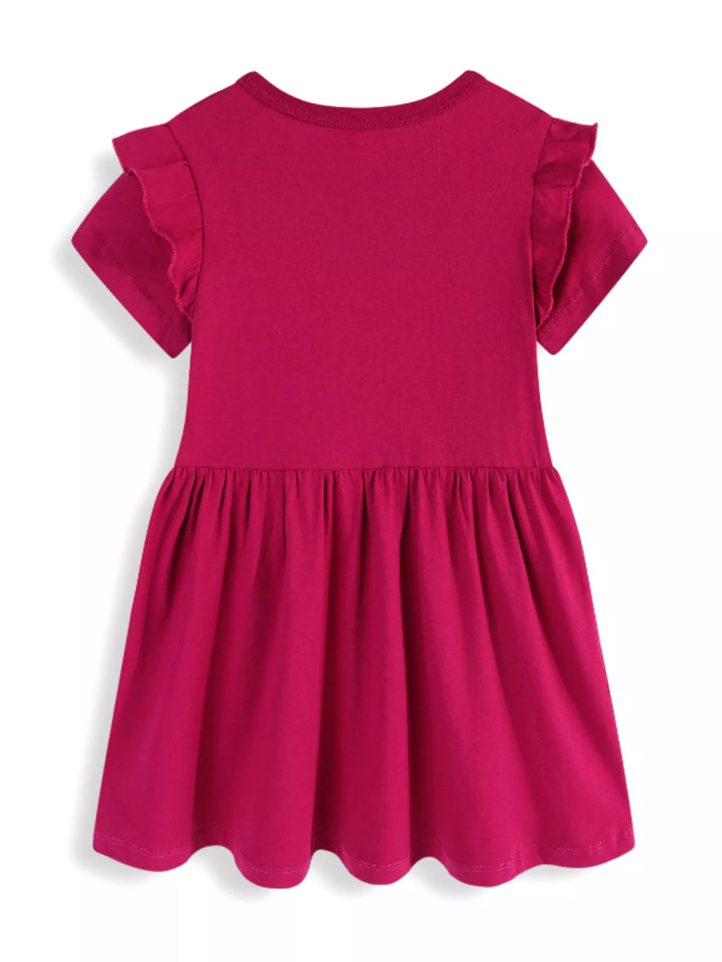 women's children's cherry bowknot applique ruffle sleeve casual dress - second view