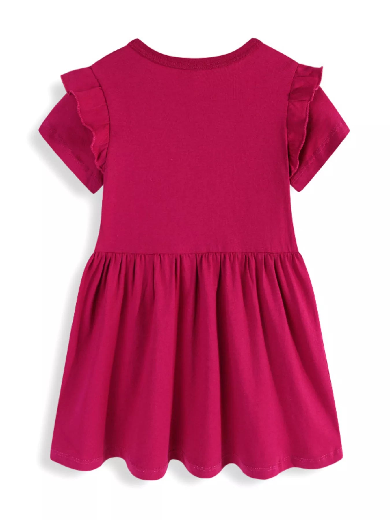 women's children's cherry bowknot applique ruffle sleeve casual dress - second view