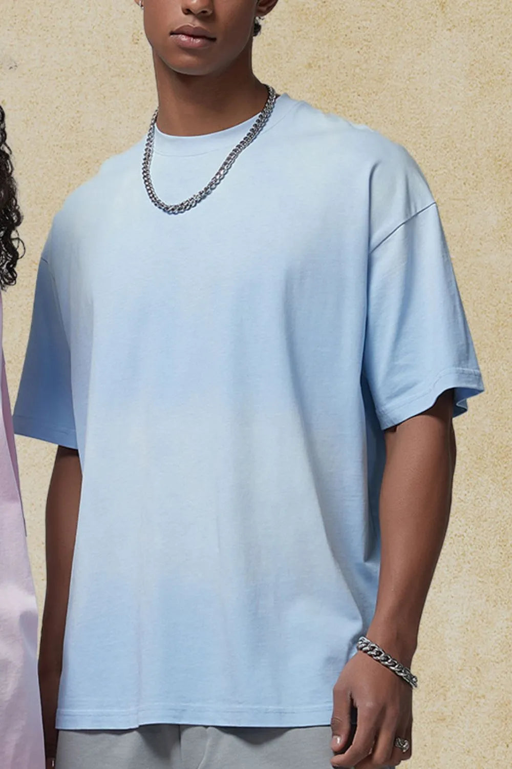 Men's Round Neck Half Sleeve T-Shirt Light Blue