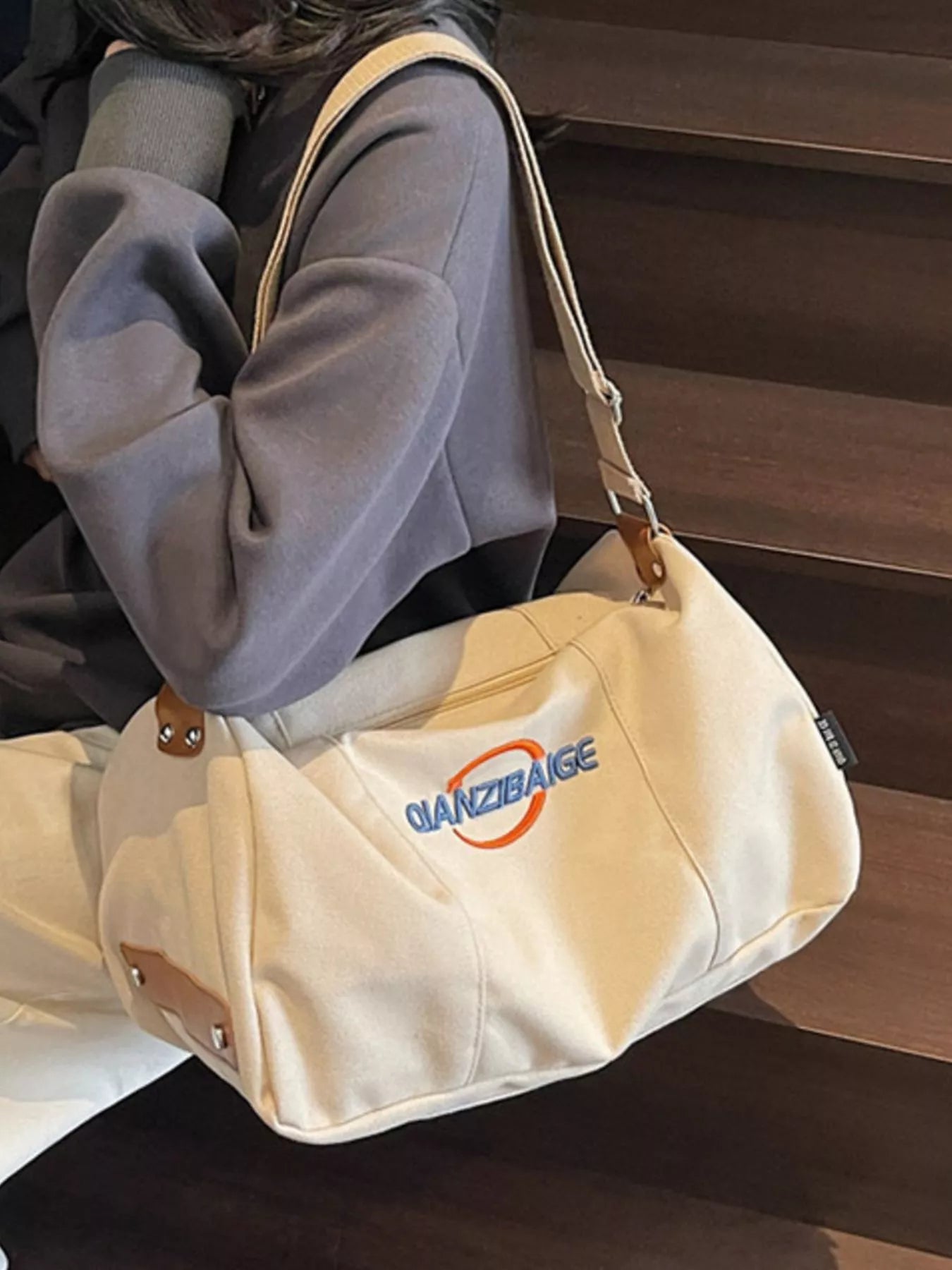 women's canvas duffel bag with adjustable shoulder strap - extra view