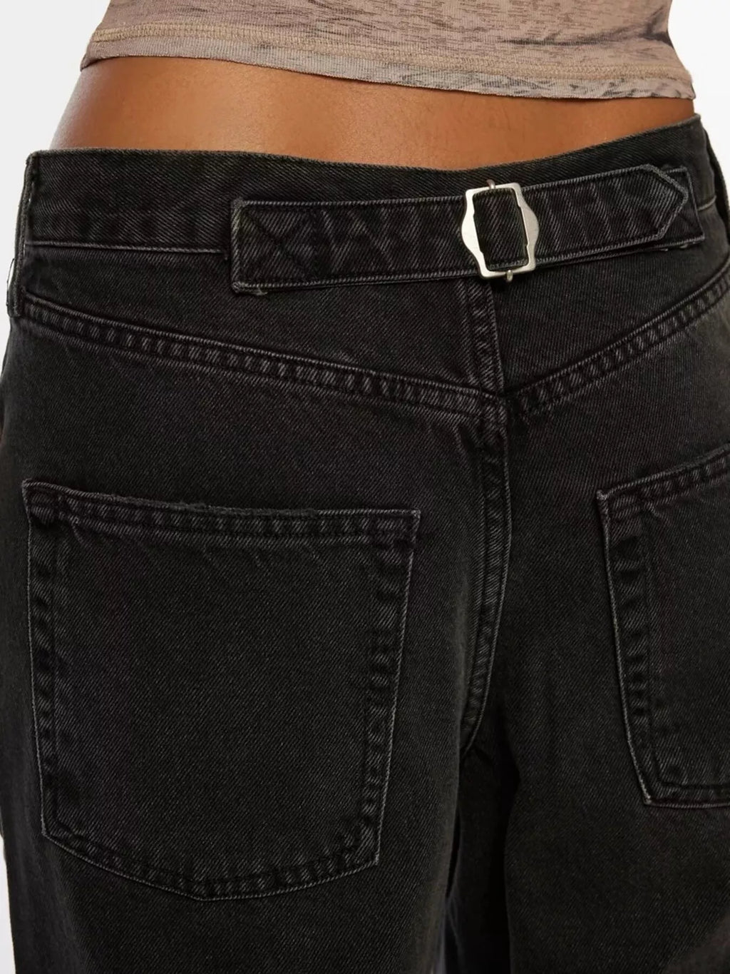 women's vintage wash wide leg jeans - styling option