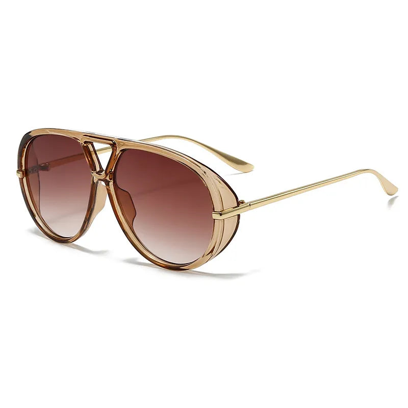 women's aviator fashion sunglasses with yellow tinted lenses - detail shot