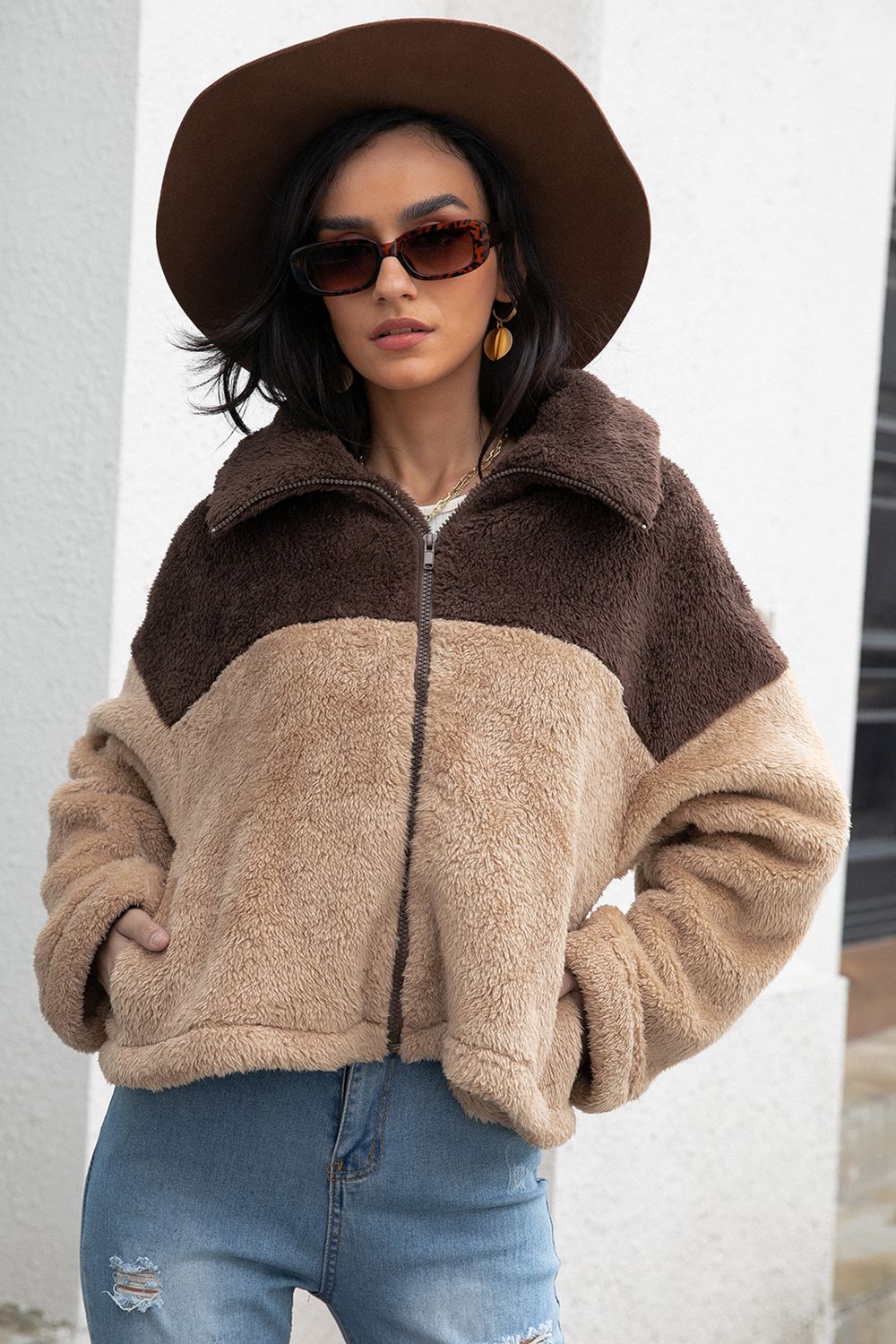 faux shearling winter jacket for women styled for night out