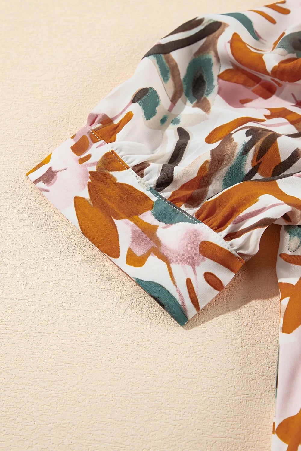 Printed Notched Short Sleeve Mini Dress