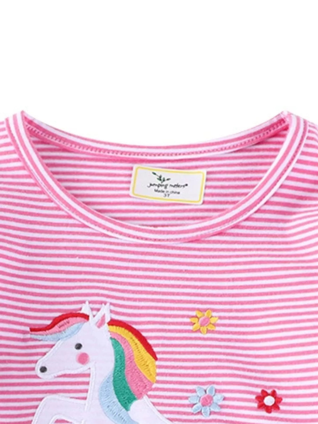 women's c=children's unicorn ruffle sleeve striped t-shirt - lifestyle shot