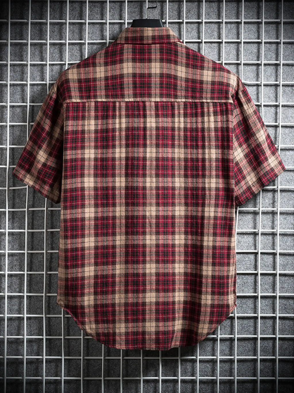 men's men's plus size casual plaid short sleeve shirt - second view