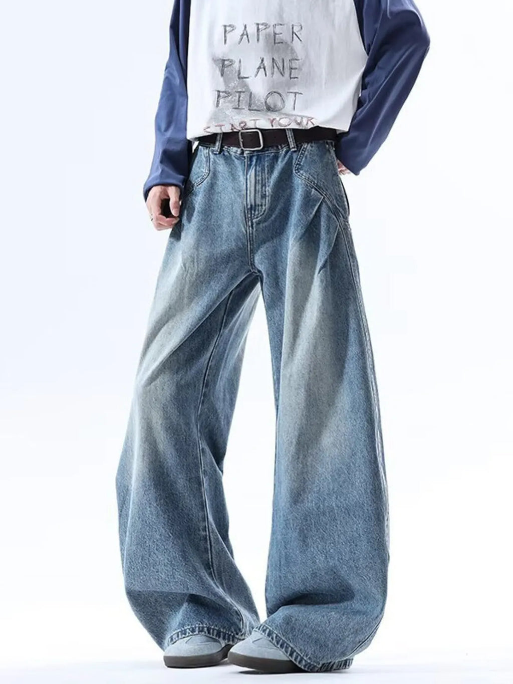 men's men's full size wide leg jeans plus size - styling option