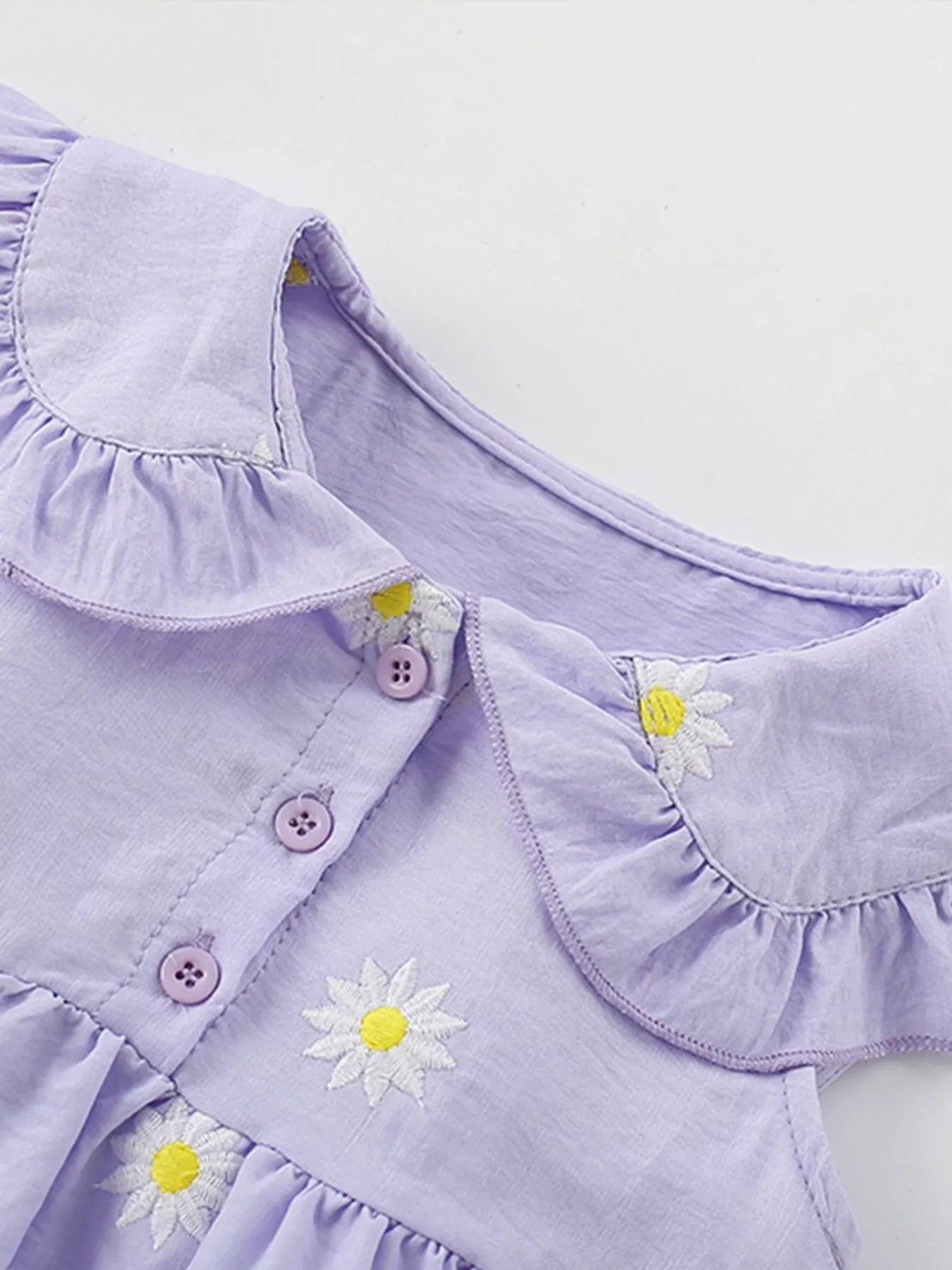 women's children's daisy peter pan collar sleeveless dress - back view
