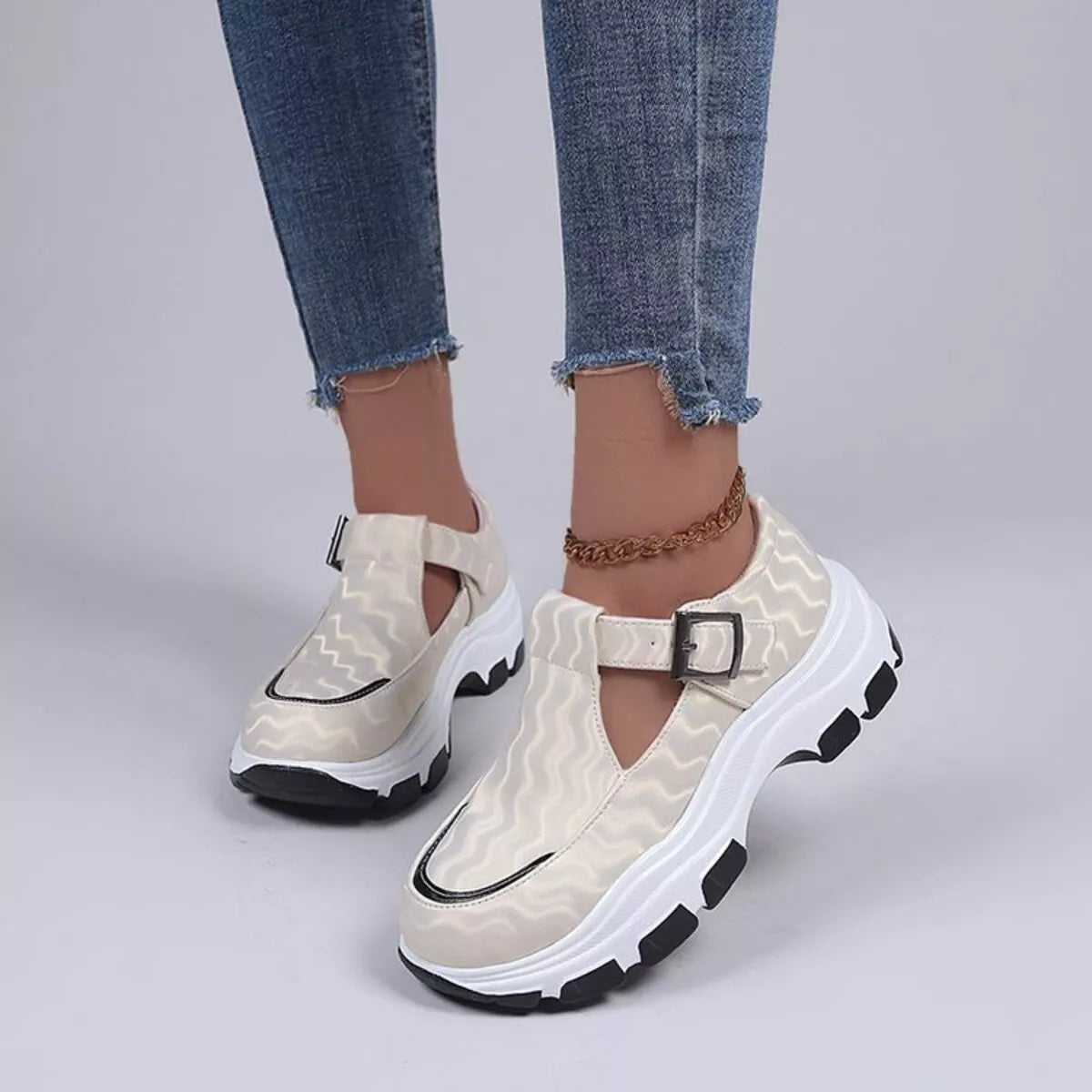 women's round toe platform sneakers - product detail