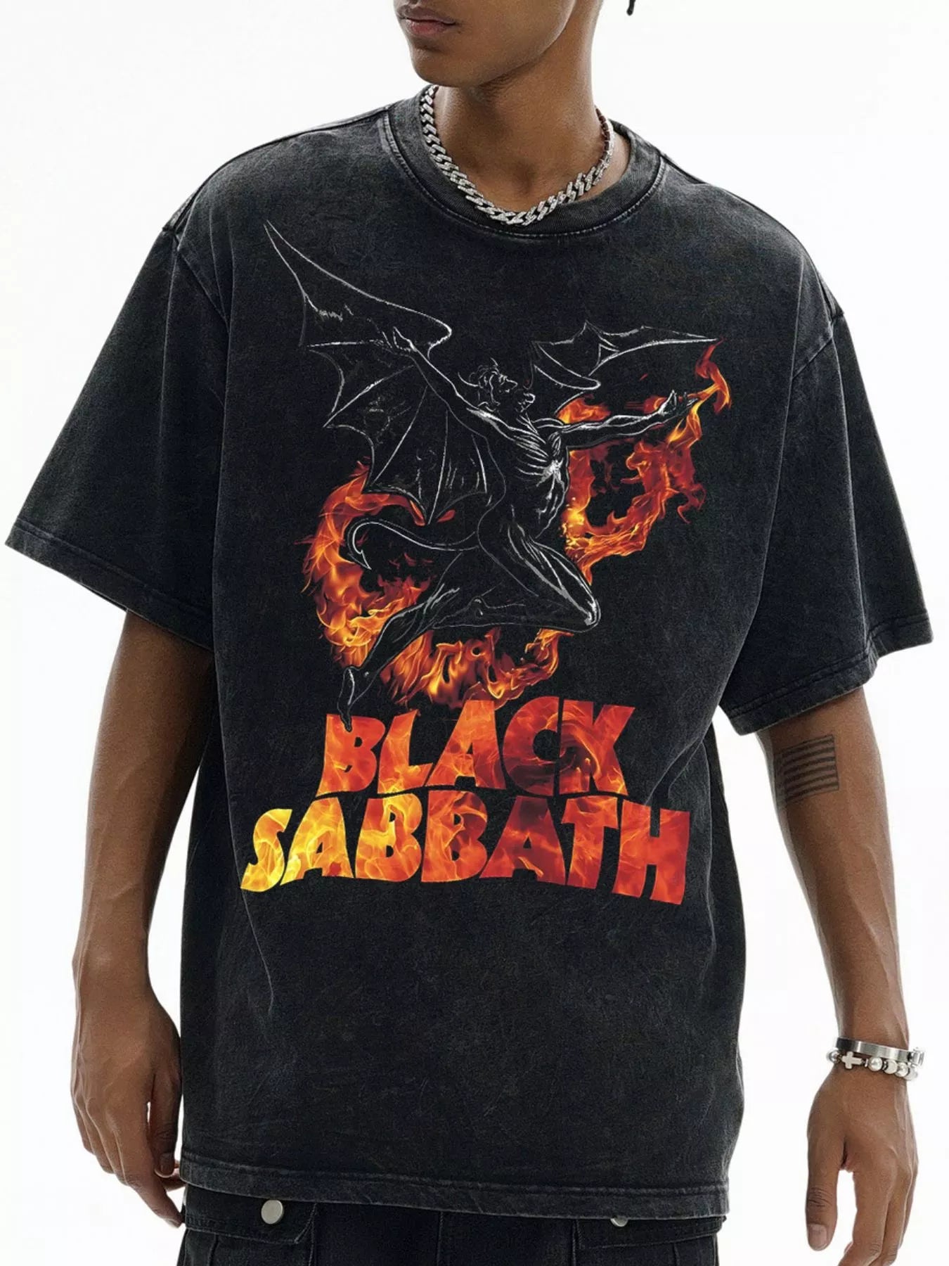 men's men's black sabbath graphic vintage t-shirt - detail shot