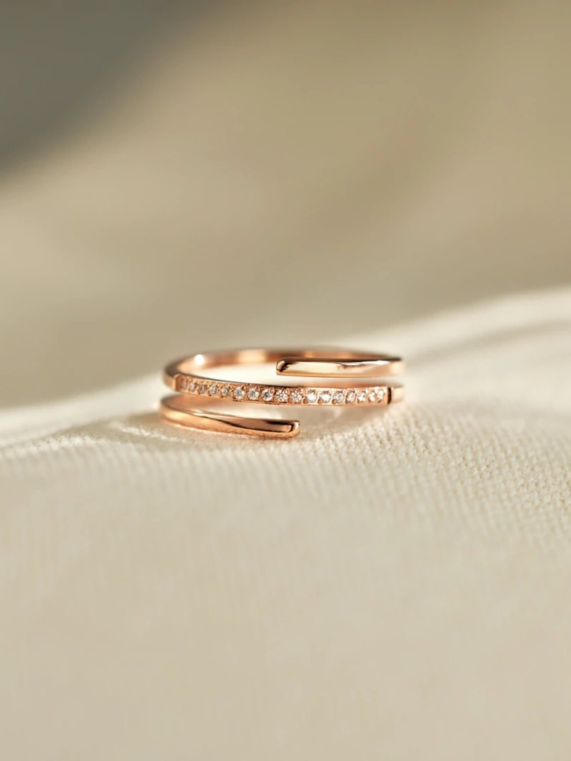 925 Sterling Silver Inlaid Zircon Ring Rose Gold