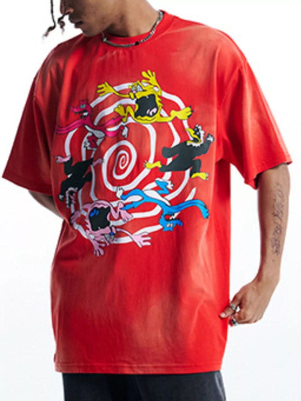 men's men's graphic round neck half sleeve t-shirt - side view