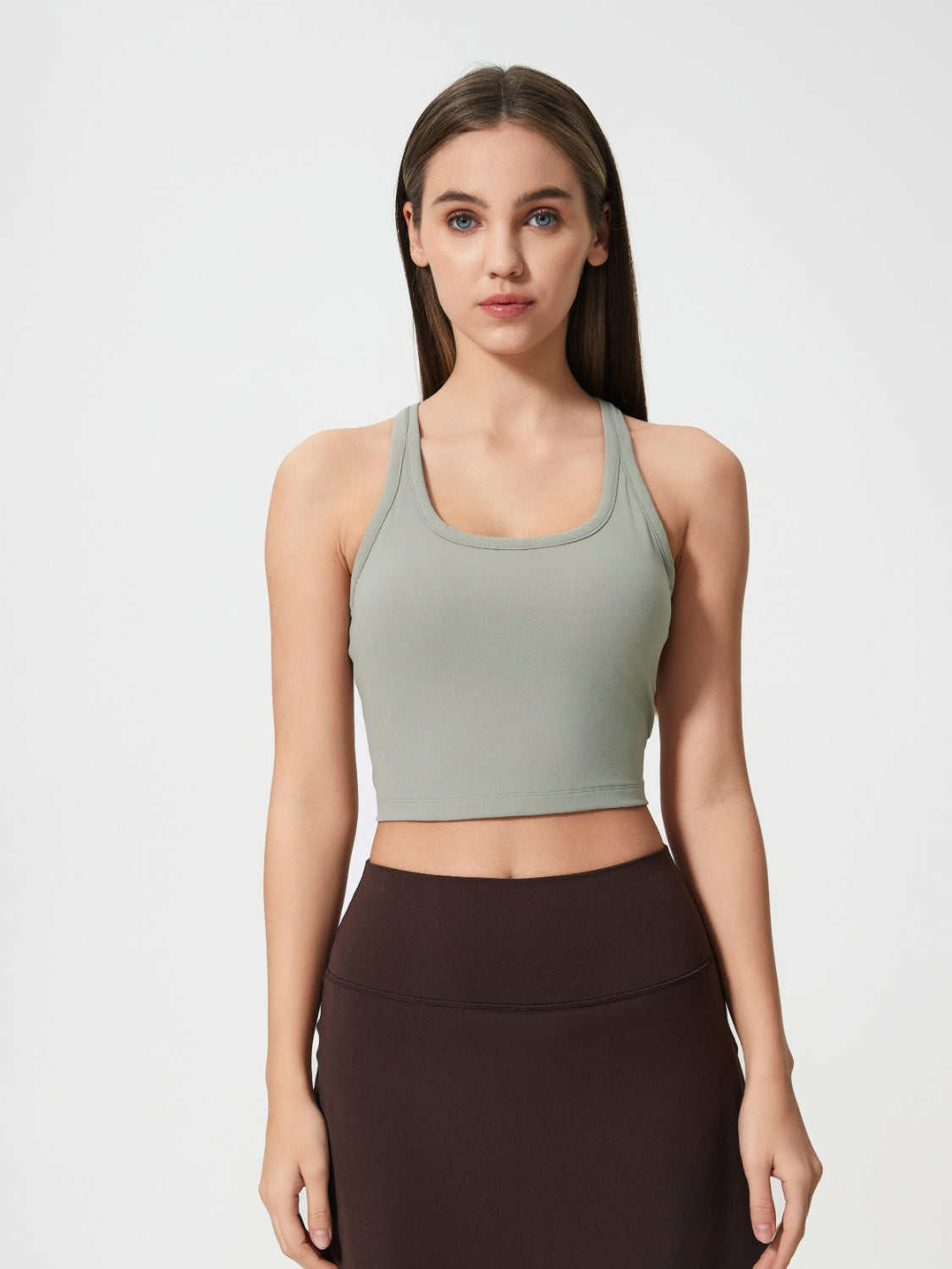 Millennia Scoop Neck Active Tank with Detachable Chest Pads Sage