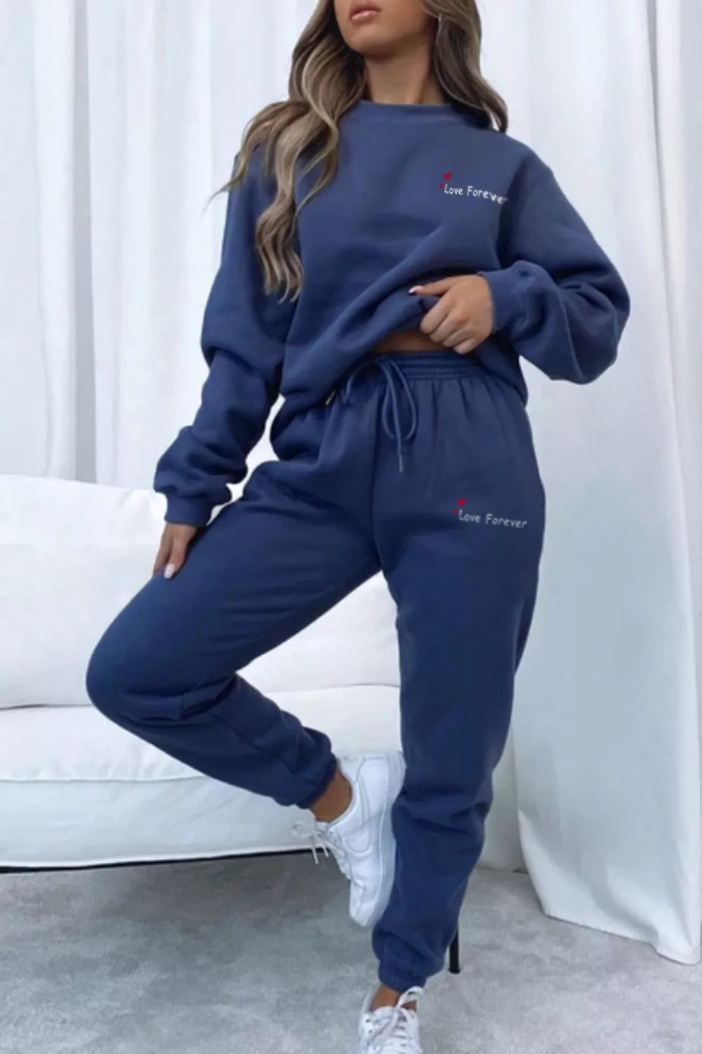 women's round neck sweatshirt and joggers set - extra view