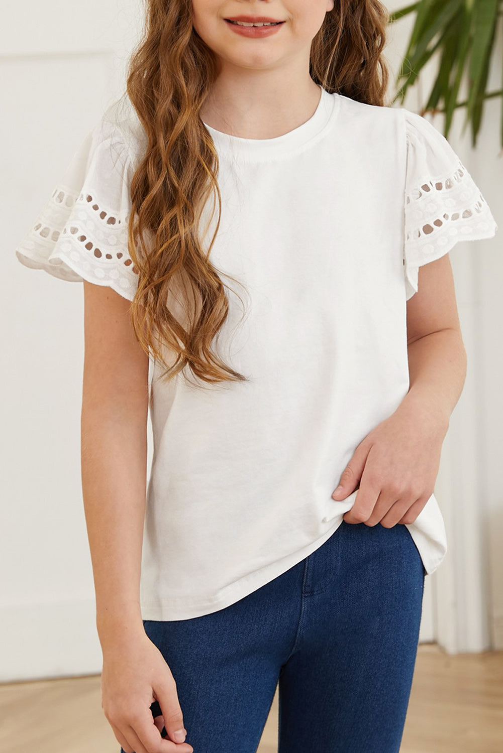 round neck flutter sleeve t shirt — stylish clothing for kids