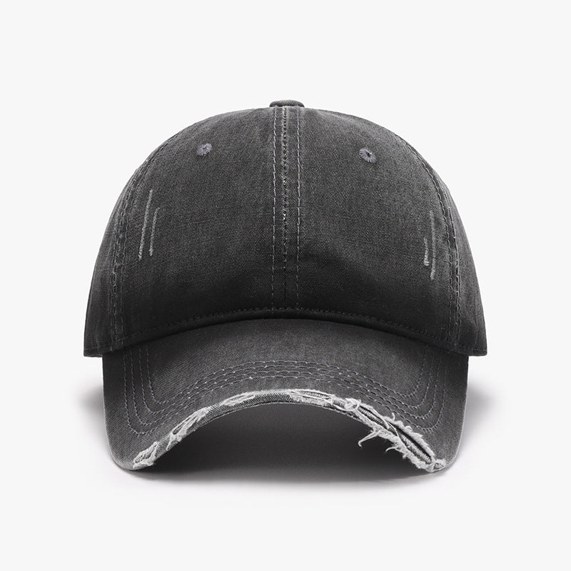 Distressed Washed Adjustable Baseball Cap Black One Size