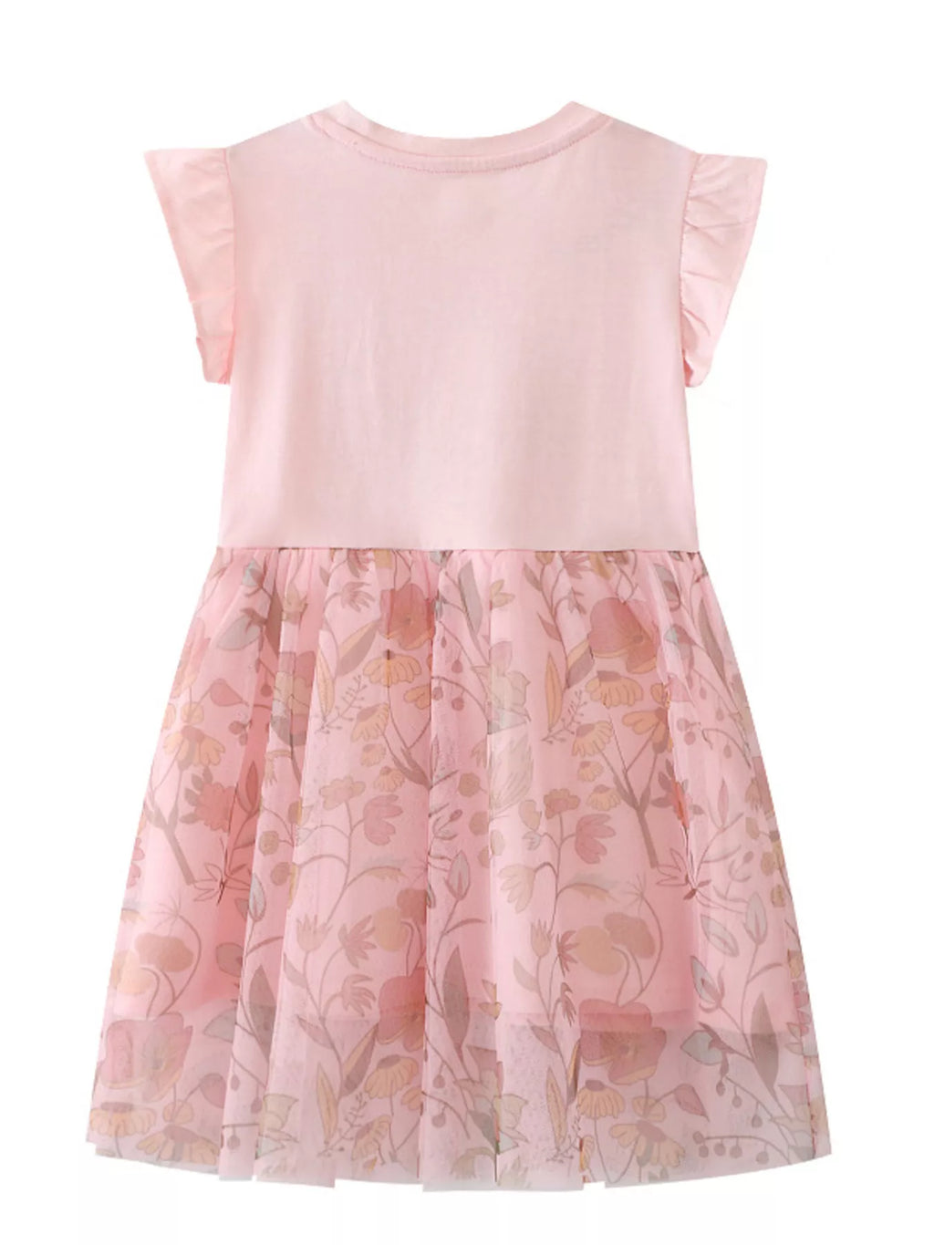 women's children's unicorn applique floral mesh dress - detail shot