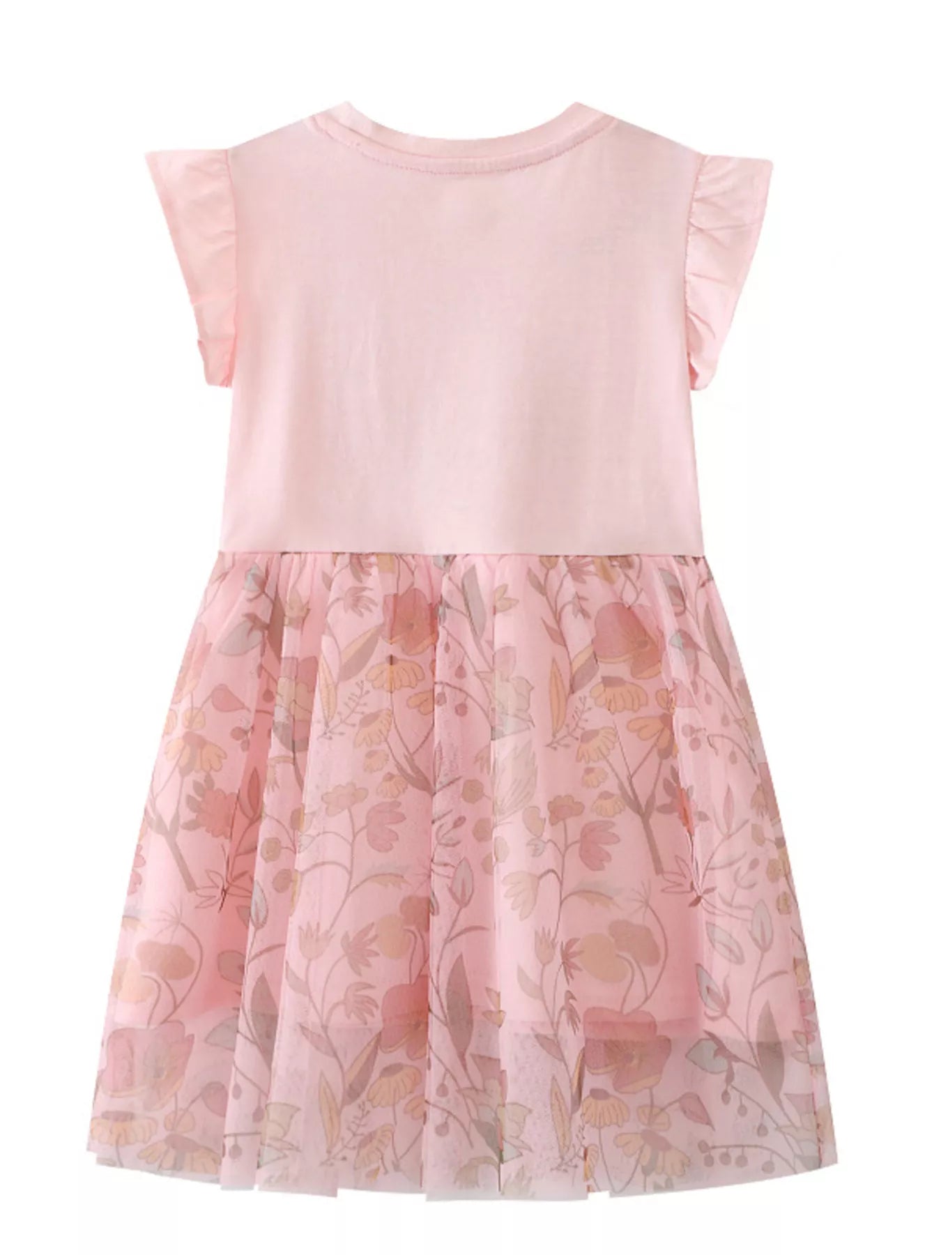 women's children's unicorn applique floral mesh dress - detail shot