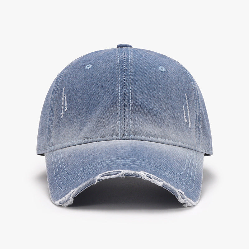 Distressed Washed Adjustable Baseball Cap Dusty Blue One Size