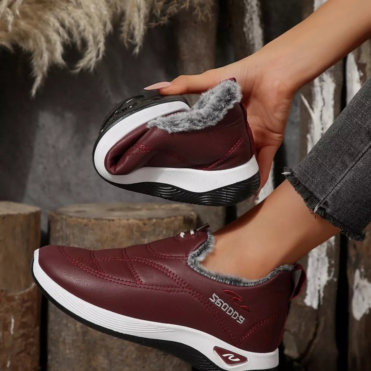 women's plush round toe platform shoes - styling option
