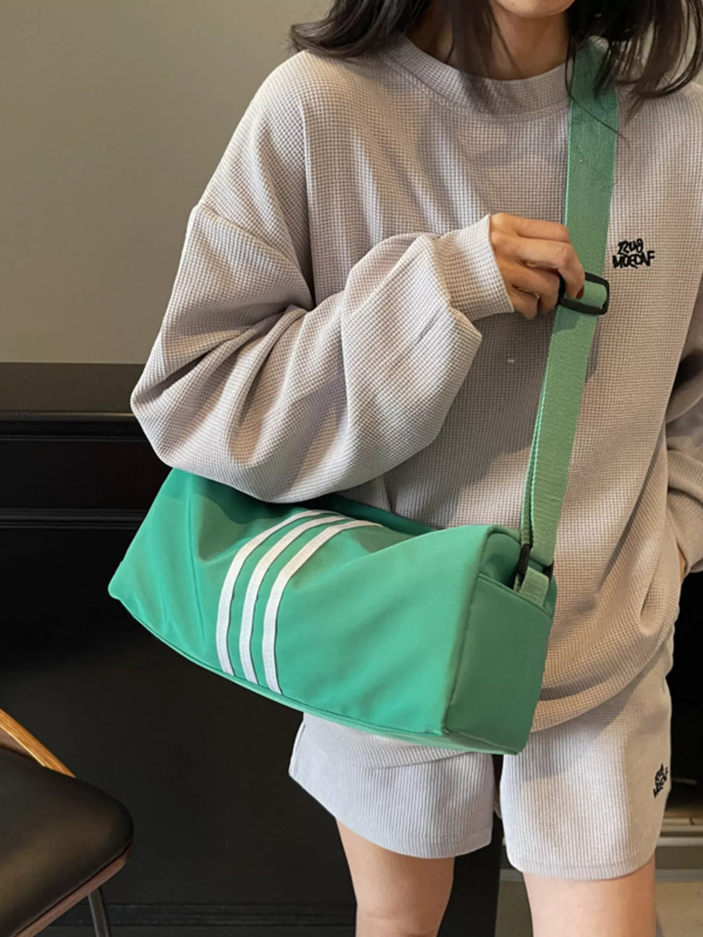 women's striped adjustable strap duffel bag - additional image
