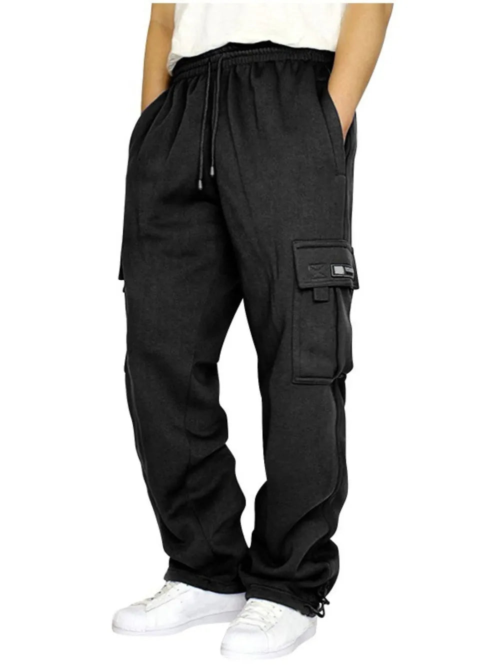 Men's Full Size Drawstring Pants Plus Size Black