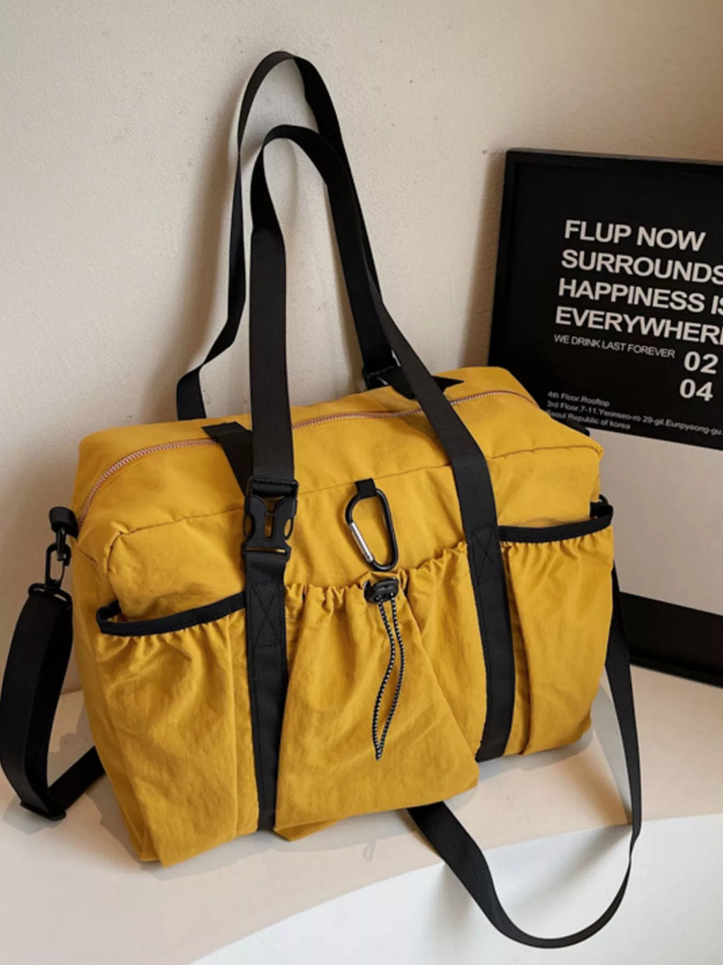 canvas travel duffel bag - front view