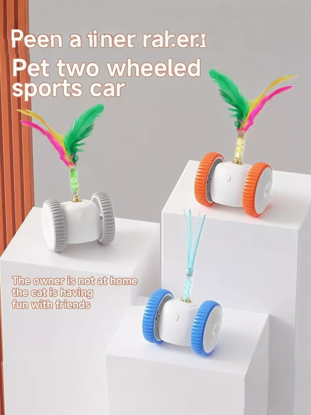 interactive self-rotating feather pet chase toy - extra view