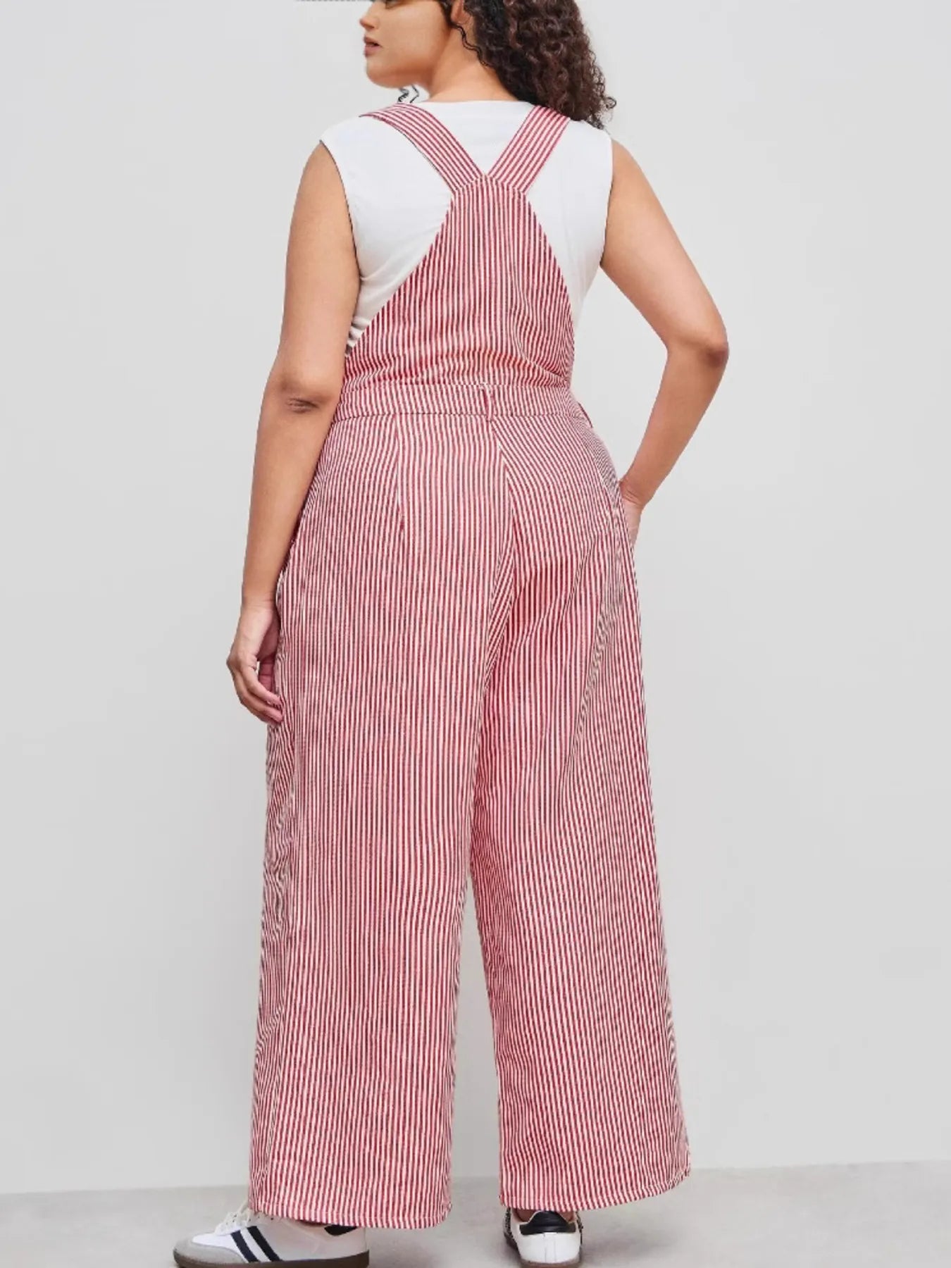 Striped Wide Leg Casual Overalls