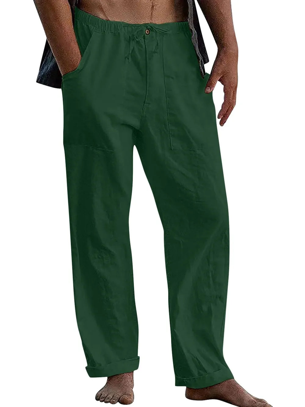 Men's Full Size Loose Fit Pants Plus Size Dark Green
