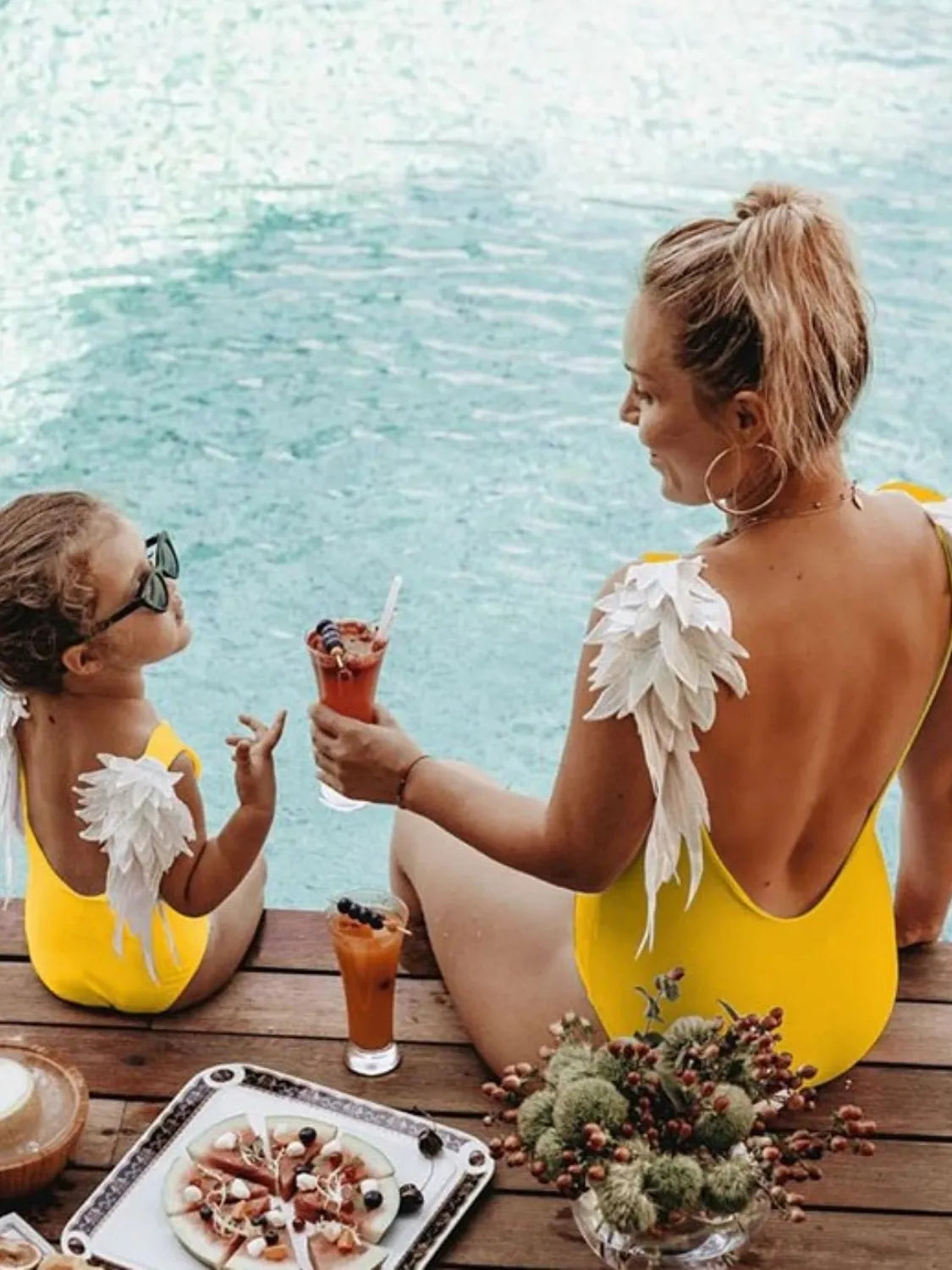 backless wide strap parent child swimwear — stylish clothing for kids