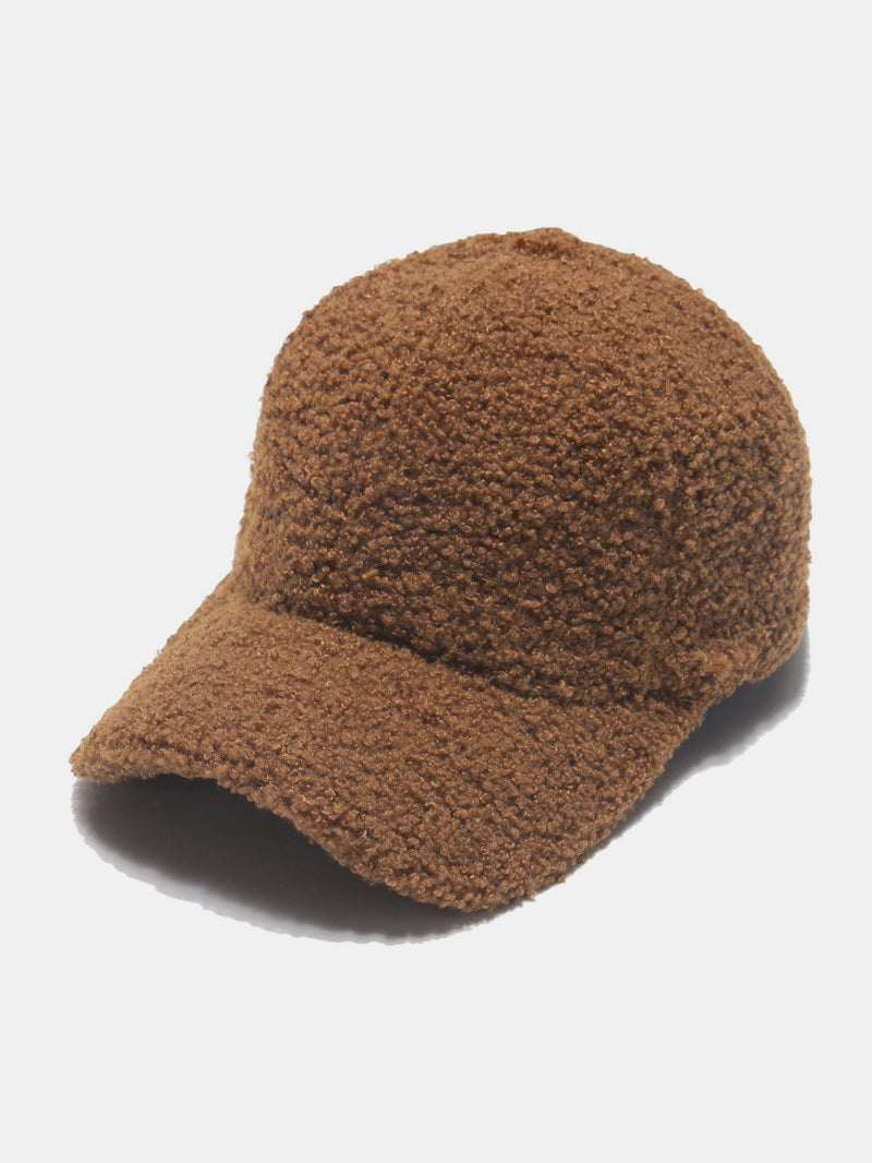 Sherpa Solid Color Baseball Cap Brown One Size