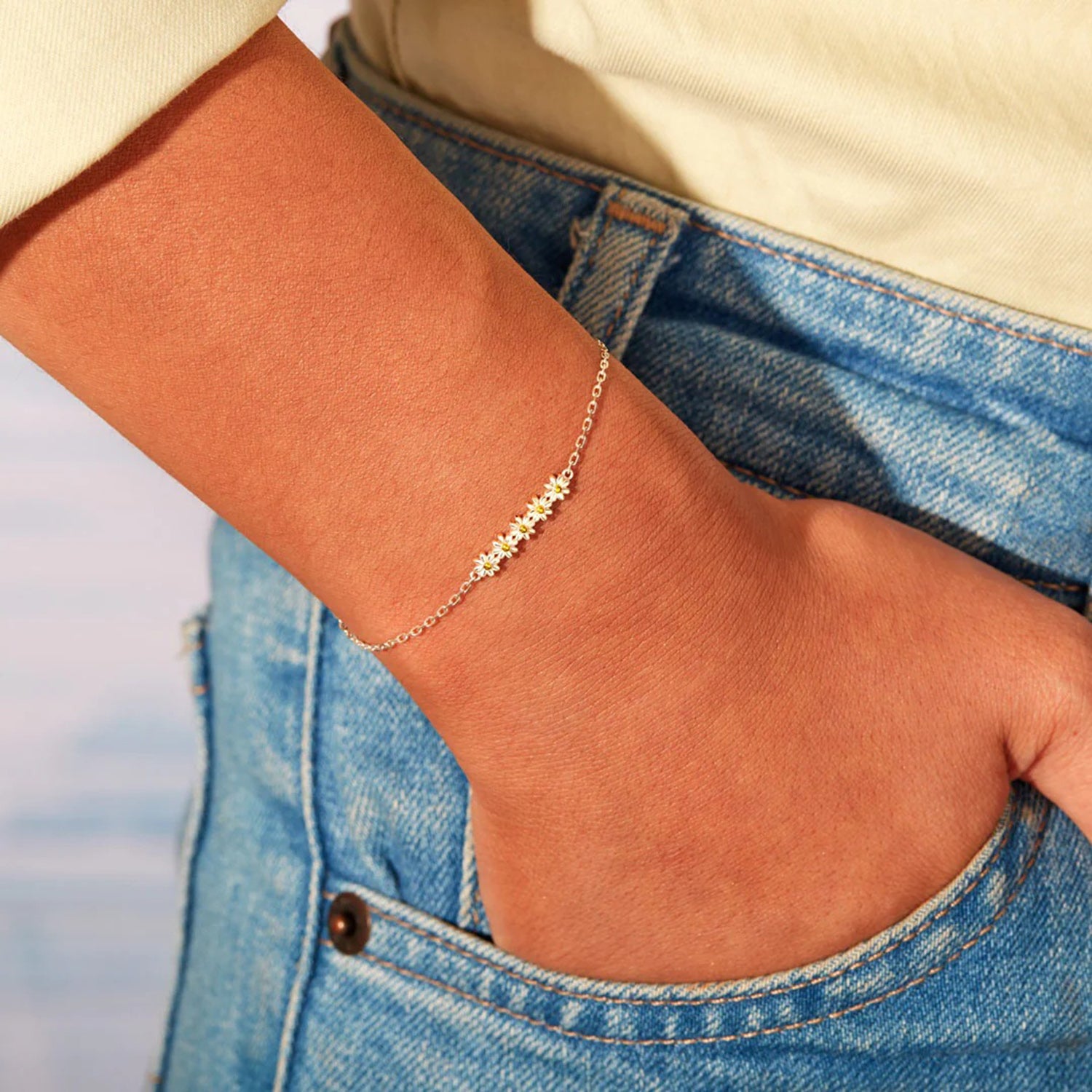 ring — daisy shape spring ring closure bracelet