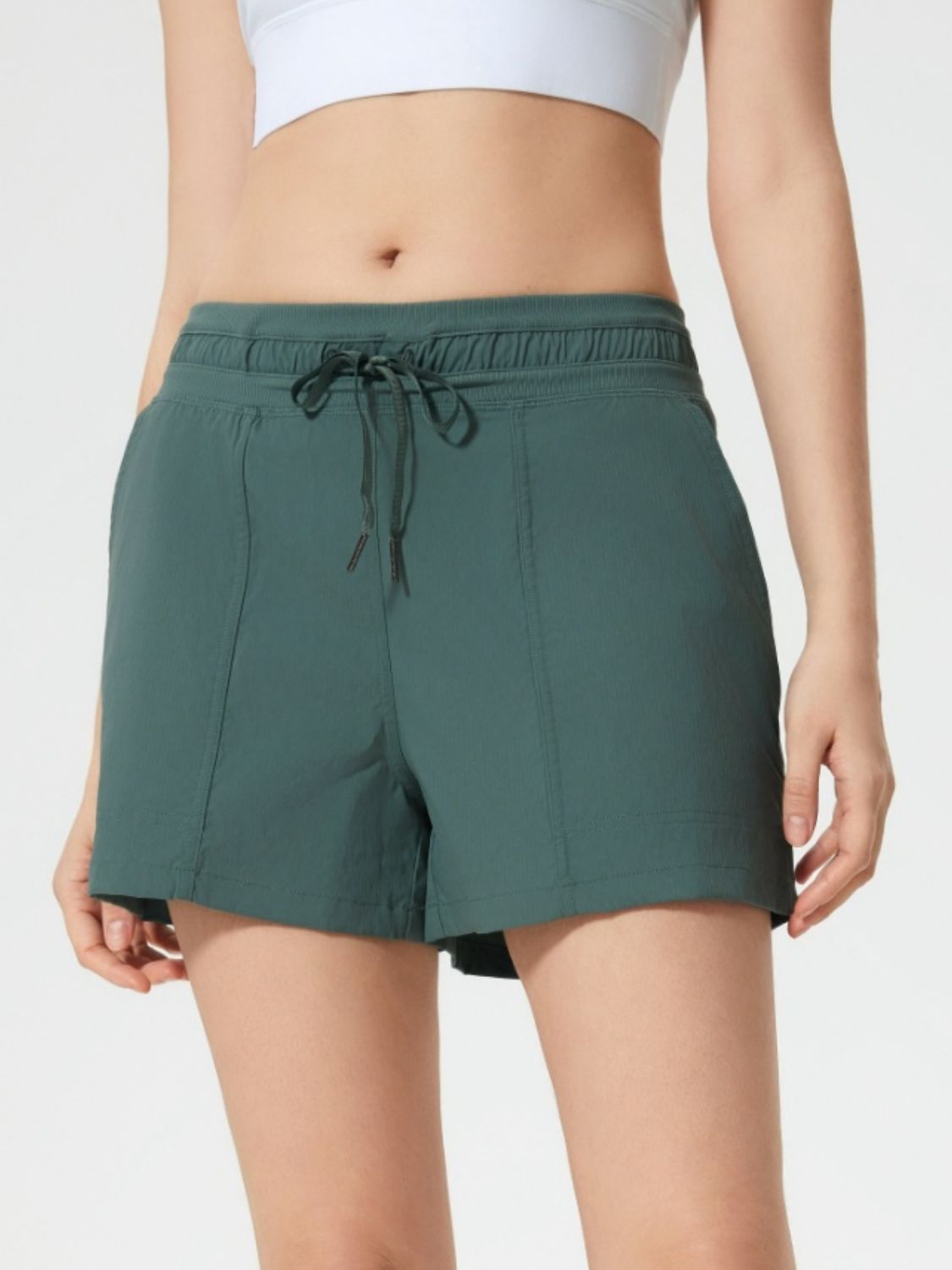 Millennia Drawstring Active Shorts with Pockets Dark Green