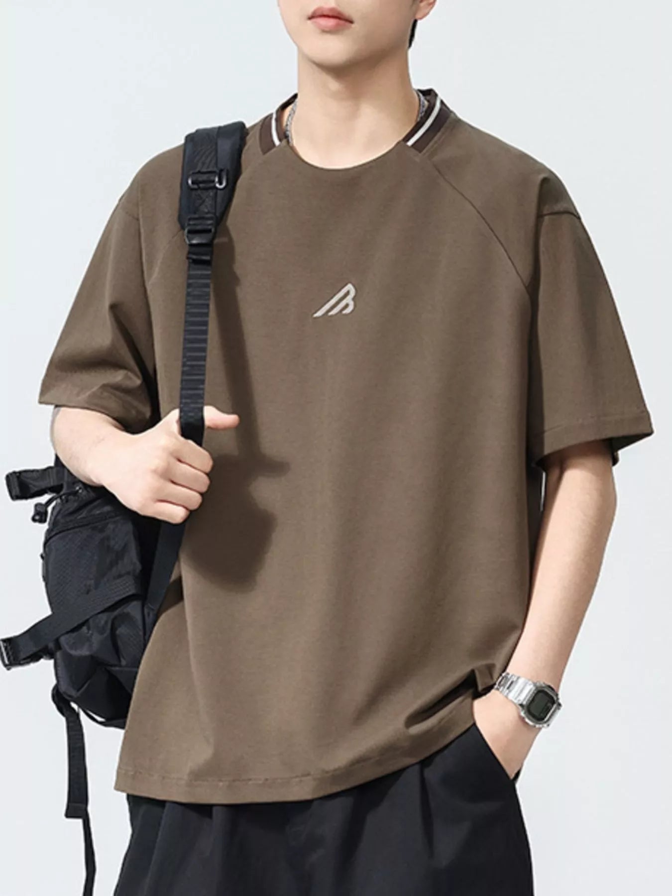 men's men's plus size round neck short sleeve tee - front view